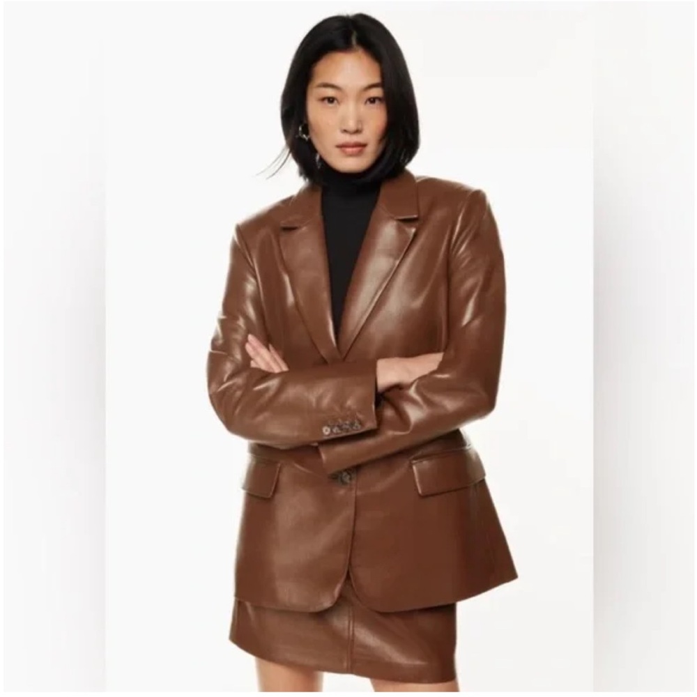 Aritzia Wilfred Memories Blazer in Cognac